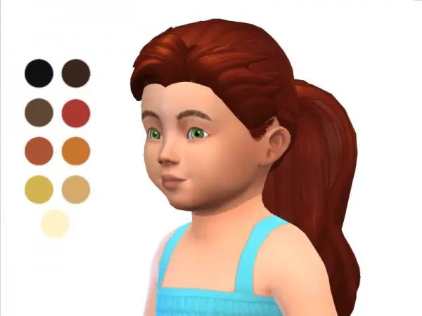 The Sims Resource: Toddler Pony Tail hair retextured by ladyfancyfeast for Sims 4