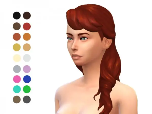 The Sims Resource: Long Wavy Hair retexyured by ladyfancyfeast for Sims 4