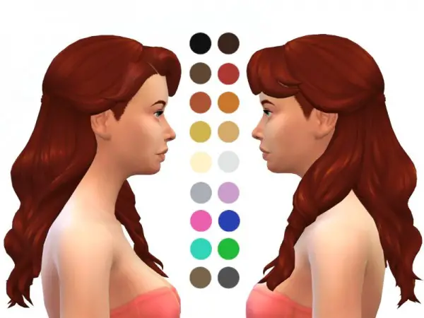 The Sims Resource: Long Wavy Hair retexyured by ladyfancyfeast for Sims 4