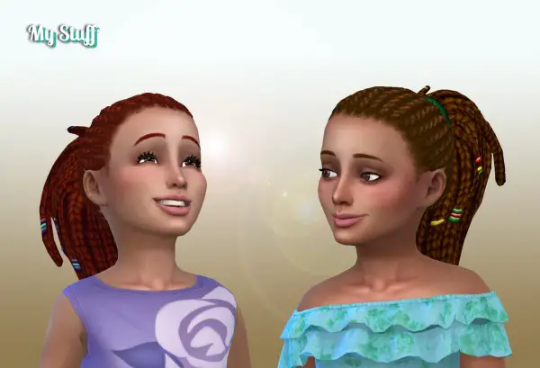 Mystufforigin: Anya Hair retextured girls version for Sims 4