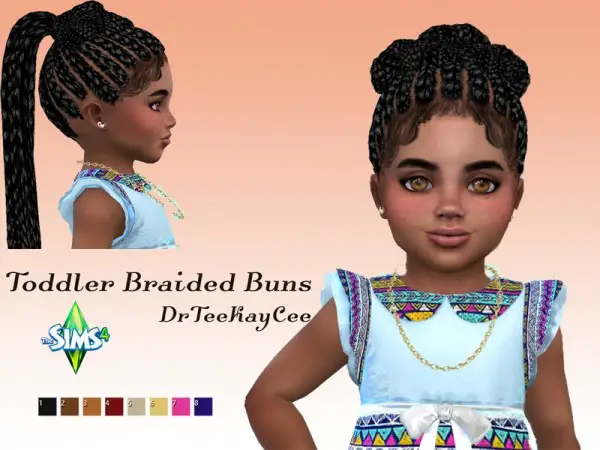 The Sims Resource: Toddler Braided Buns by drteekaycee for Sims 4