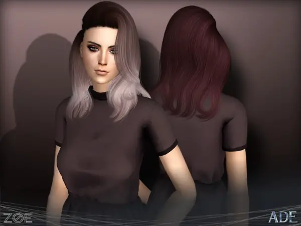 The Sims Resource: Zoe hair by Ade Darma for Sims 4