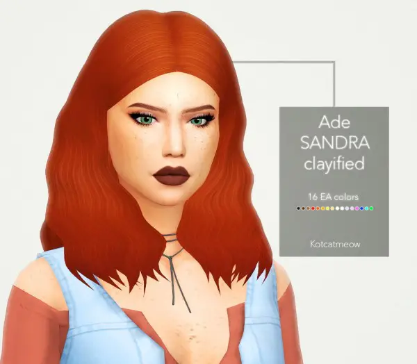 Kot Cat: AdeDarma`s Sandra Hair Clayified for Sims 4