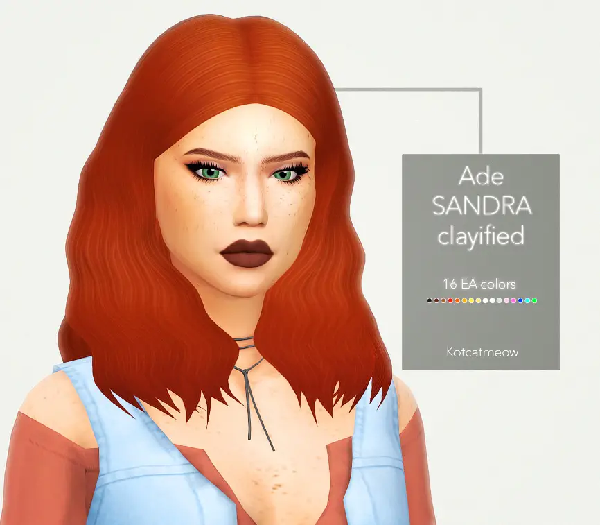 Kot Cat Adedarma`s Sandra Hair Clayified Sims 4 Hairs