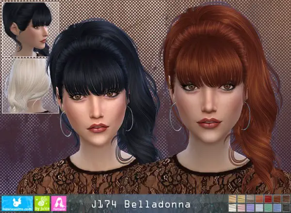 NewSea: J174 Belladonna hair for Sims 4