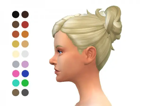 The Sims Resource: Messy Bun hair retextured by ladyfancyfeast for Sims 4