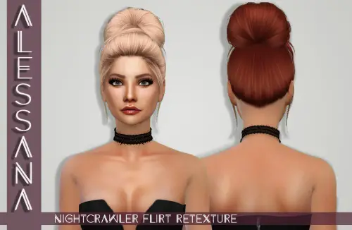 Alessana Sims: Nightcrawler`s Flirt hair retextured for Sims 4