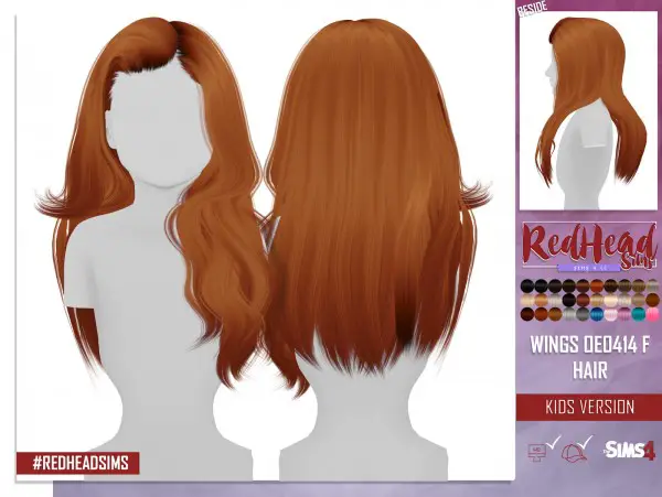 Coupure Electrique: WINGS OE0414 hair retextured kids versions for Sims 4