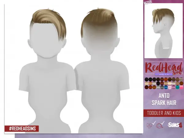 Coupure Electrique: Anto`s Spark hair retextured kids and toddlers version for Sims 4