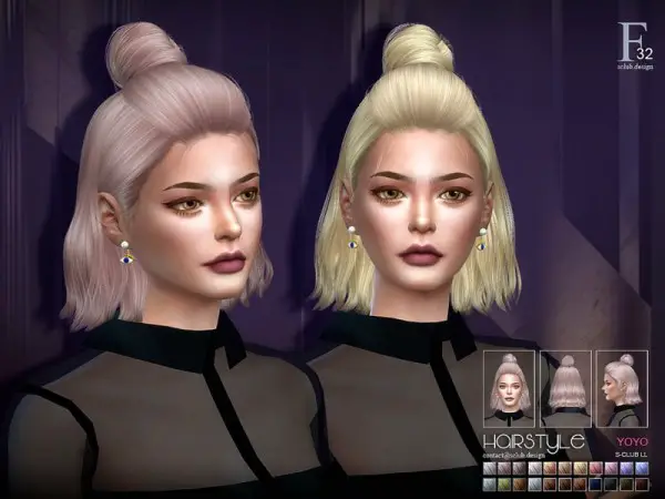 The Sims Resource: Hair Yoyo n32 by S Club for Sims 4