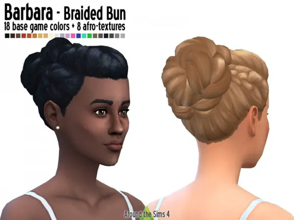 Around The Sims 4: Braided bun with for straight and afro hair for Sims 4