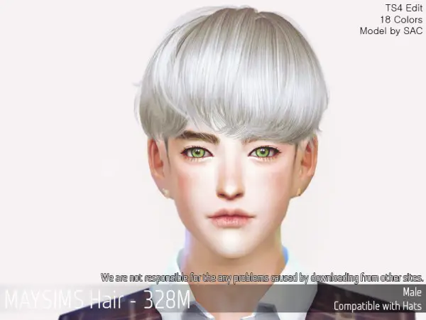 MAY Sims: MAY 328M hair retextured for Sims 4