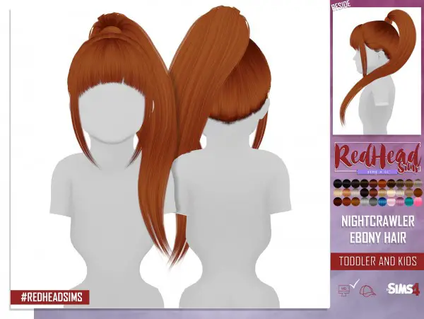 Coupure Electrique: Nightcrawler`s Ebony hair retextured   kids version for Sims 4