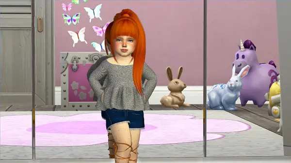 Coupure Electrique: Nightcrawler`s Ebony hair retextured   kids version for Sims 4