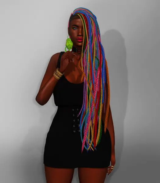 Coupure Electrique: Rainbow hair dread versoin for Sims 4