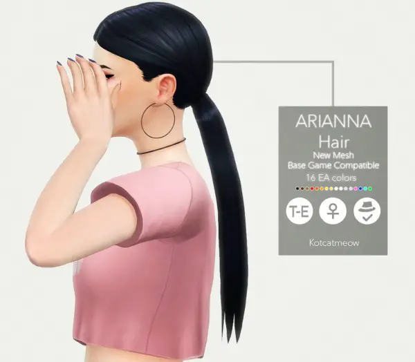 Kot Cat: Arianna hair retextured for Sims 4