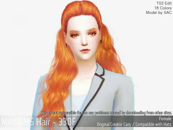 MAY Sims: MAY 330F hair retextured for Sims 4
