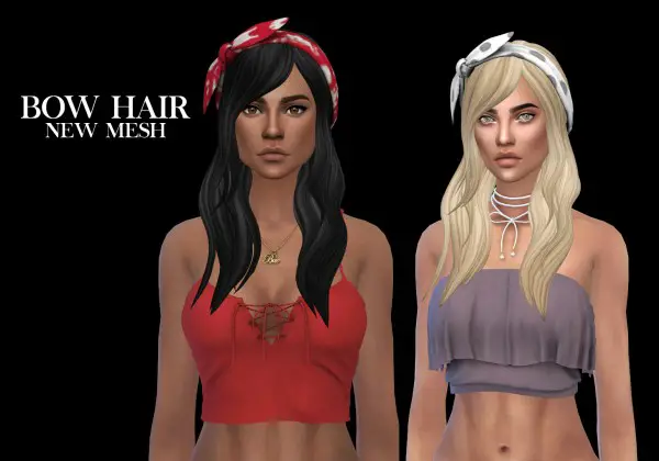 Leo 4 Sims: Bow Hair recolored for Sims 4