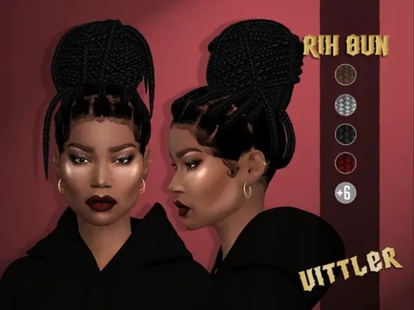 Vittleruniverse: Rih Bun and Dreads with Pearl Pins hair retextured for Sims 4