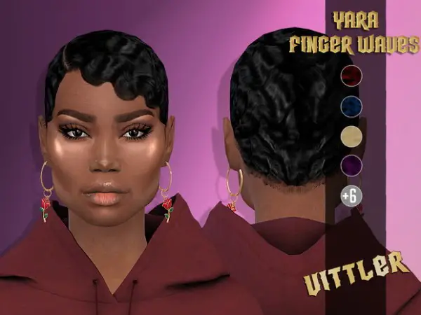 Vittleruniverse: Yara Finger Waves hair for Sims 4