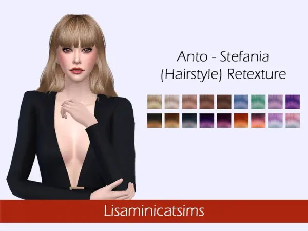 The Sims Resource: Anto`s Stefania hair retextured by Lisaminicatsims for Sims 4