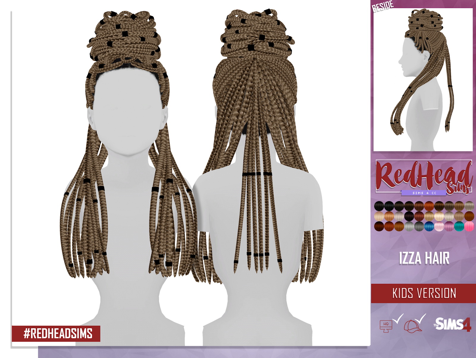 Coupure Electrique: Izza hair retextured- kids version - Sims 4 Hairs