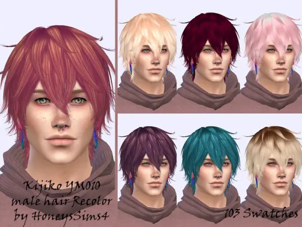 The Sims Resource: Kijiko 010 hair retextured by Jenn Honeydew Hum for Sims 4