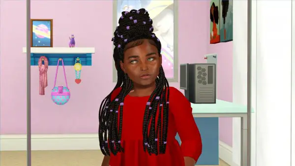 Coupure Electrique: Izza hair retextured  kids version for Sims 4