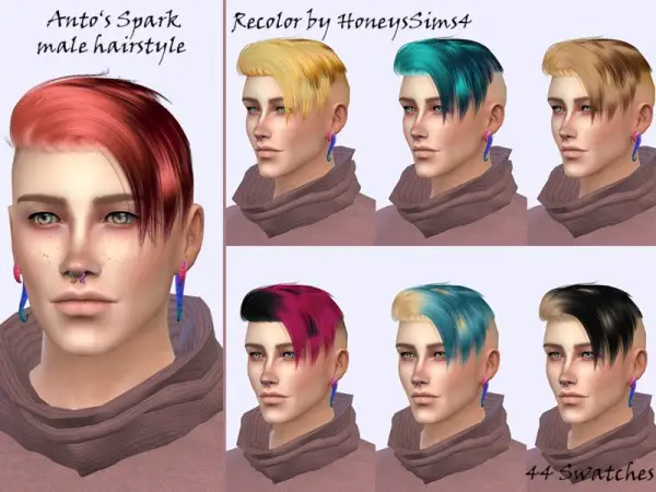 The Sims Resource: Antos Spark hair recolored by Skraja for Sims 4