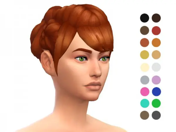The Sims Resource: Side Braided Bun Hair for Sims 4