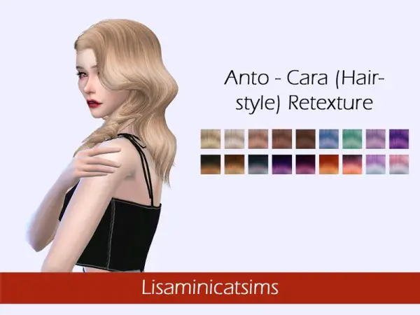 The Sims Resource: Anto`s Cara hair retextured by Lisaminicatsims for Sims 4