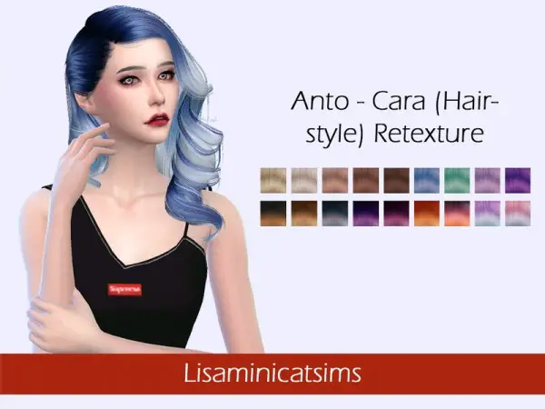 The Sims Resource: Anto`s Cara hair retextured by Lisaminicatsims for Sims 4
