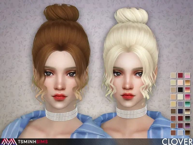 The Sims Resource: Clover Hair 63 by TsminhSims - Sims 4 Hairs