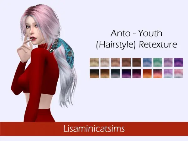The Sims Resource: Anto`s Youth hair retextured by Lisaminicatsims for Sims 4