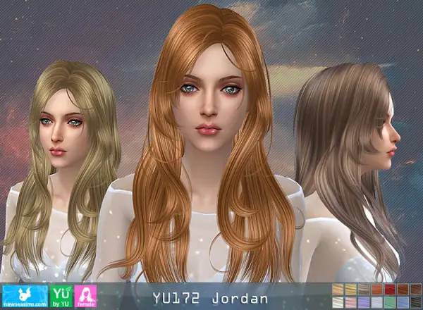 NewSea: YU172 Jordan hair for Sims 4