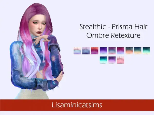 The Sims Resource: Stealthic`s Prisma Hair Ombre Retextured by Lisaminicatsims for Sims 4