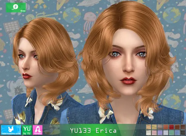 NewSea: Yu133 Erica hair for Sims 4