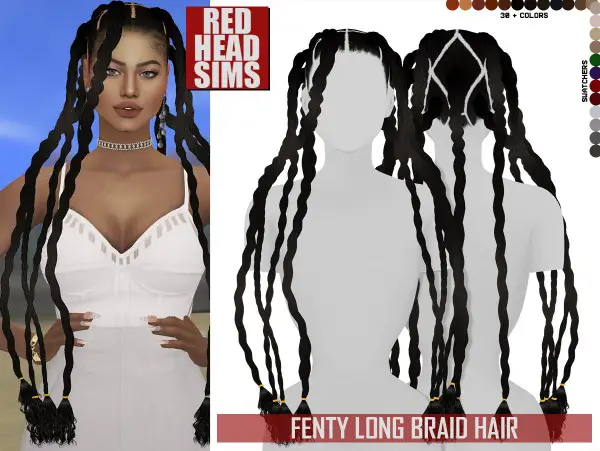 Coupure Electrique: Fenty Long braid hair for Sims 4