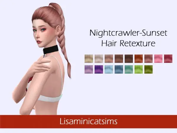 The Sims Resource: Nightcrawler`s Sunset Hair Retextured by Lisaminicatsims for Sims 4
