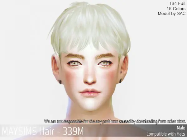 MAY Sims: MAY339M hair retextured for Sims 4