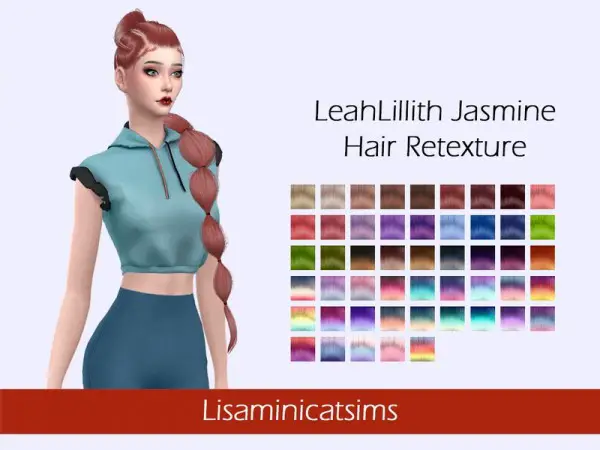 The Sims Resource: LeahLillith`s Jasmine Hair Retextured by Lisaminicatsims for Sims 4