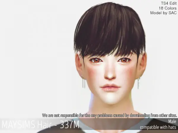 MAY Sims: MAY 337M hair retextured for Sims 4