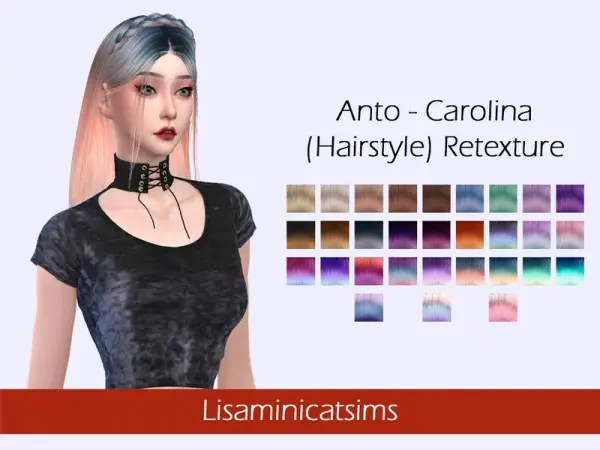 The Sims Resource: Anto`s Carolina hair retextured by Lisaminicatsims for Sims 4