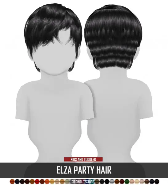 Coupure Electrique: Elza Party hair  kids and toddlers version for Sims 4