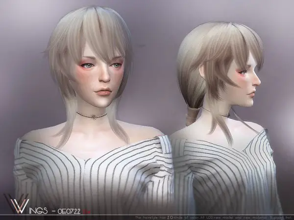 The Sims Resource: WINGS OE0722 hair for Sims 4