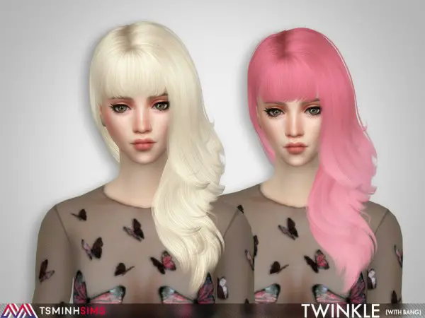 The Sims Resource: Twinkle Hair 65 with bang by for Sims 4