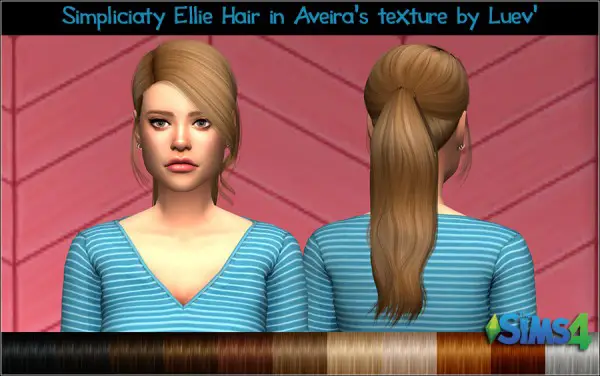 Mertiuza: Simpliciaty`s Ellie hair retextured for Sims 4