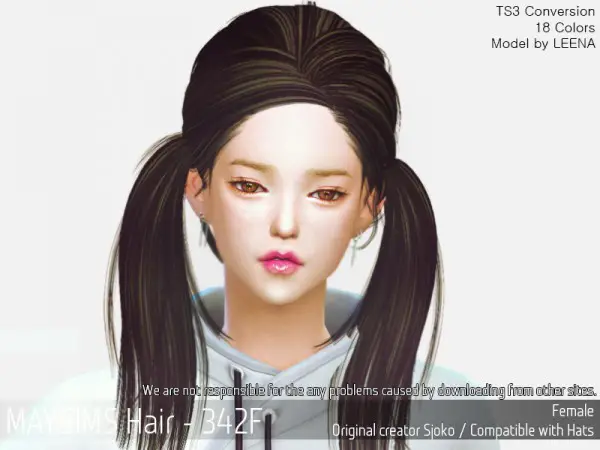 MAY Sims: MAY342F hair retextured for Sims 4