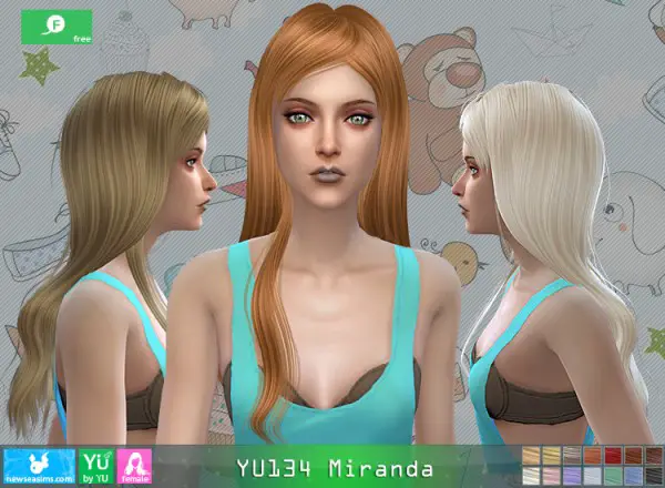 NewSea: YU134 Miranda hair for Sims 4