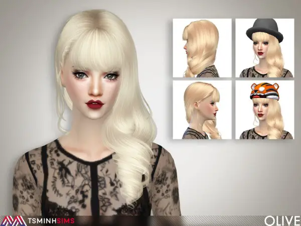 The Sims Resource: Olive Hair 66 by TsminhSims for Sims 4